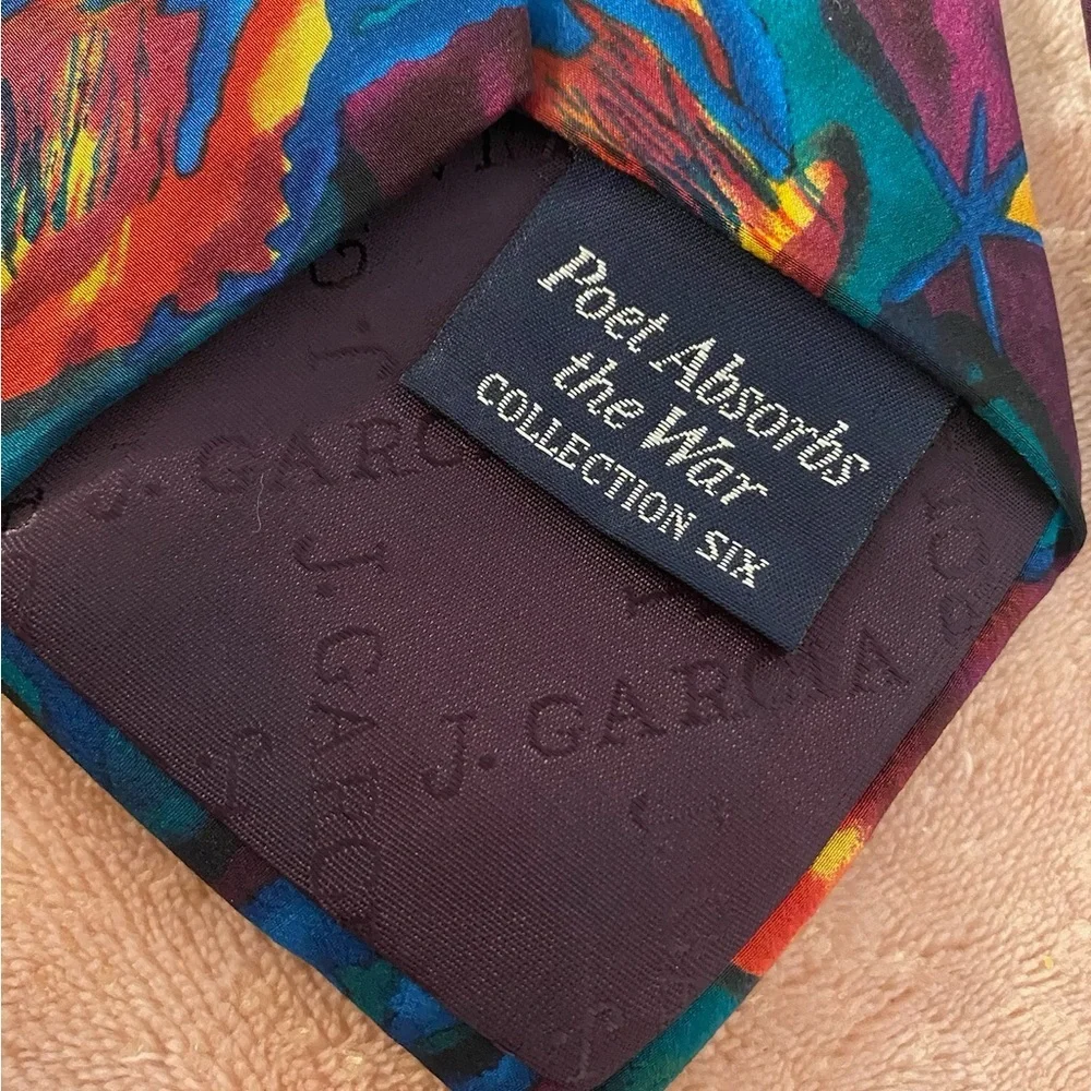 J. Garcia Vibrant Abstract Tie in Teal and Orange